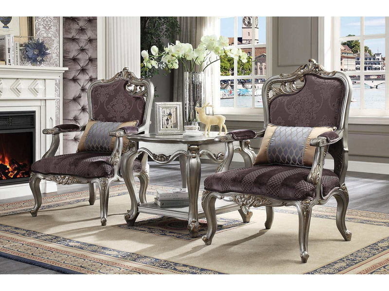 Picardy Velvet & Antique Platinum Chair & 1 Pillow - Ornate Home