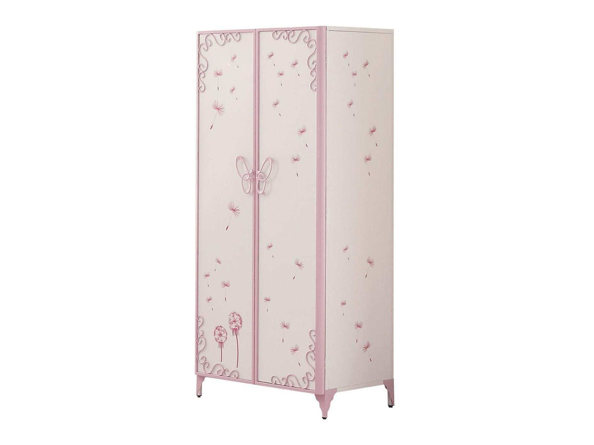 Priya II White & Light Purple Armoire - Ornate Home