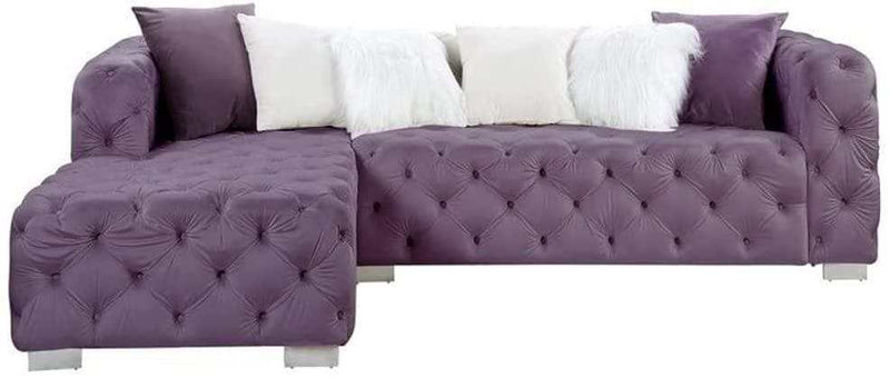 Qokmis Velvet L Shape 2pc Sectional Sofa w/ Chaise - Ornate Home