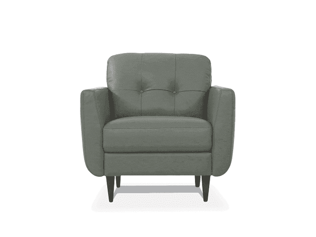 Radwan Pesto Green Leather Chair - Ornate Home