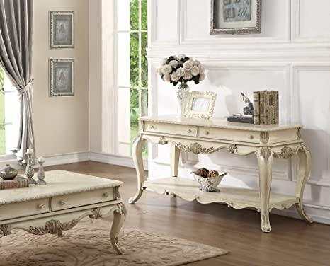 Ragenardus Antique White Sofa Table - Ornate Home