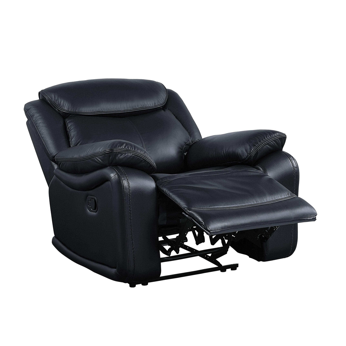 Ralorel Black Top Grain Leather Motion Recliner Chair - Ornate Home