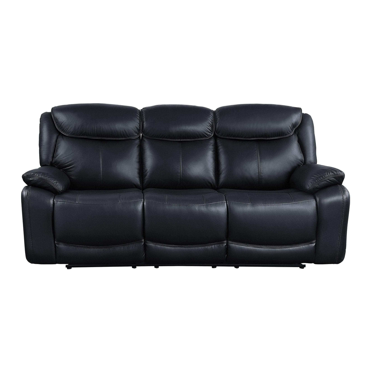 Ralorel Black Top Grain Leather Motion Recliner Sofa - Ornate Home