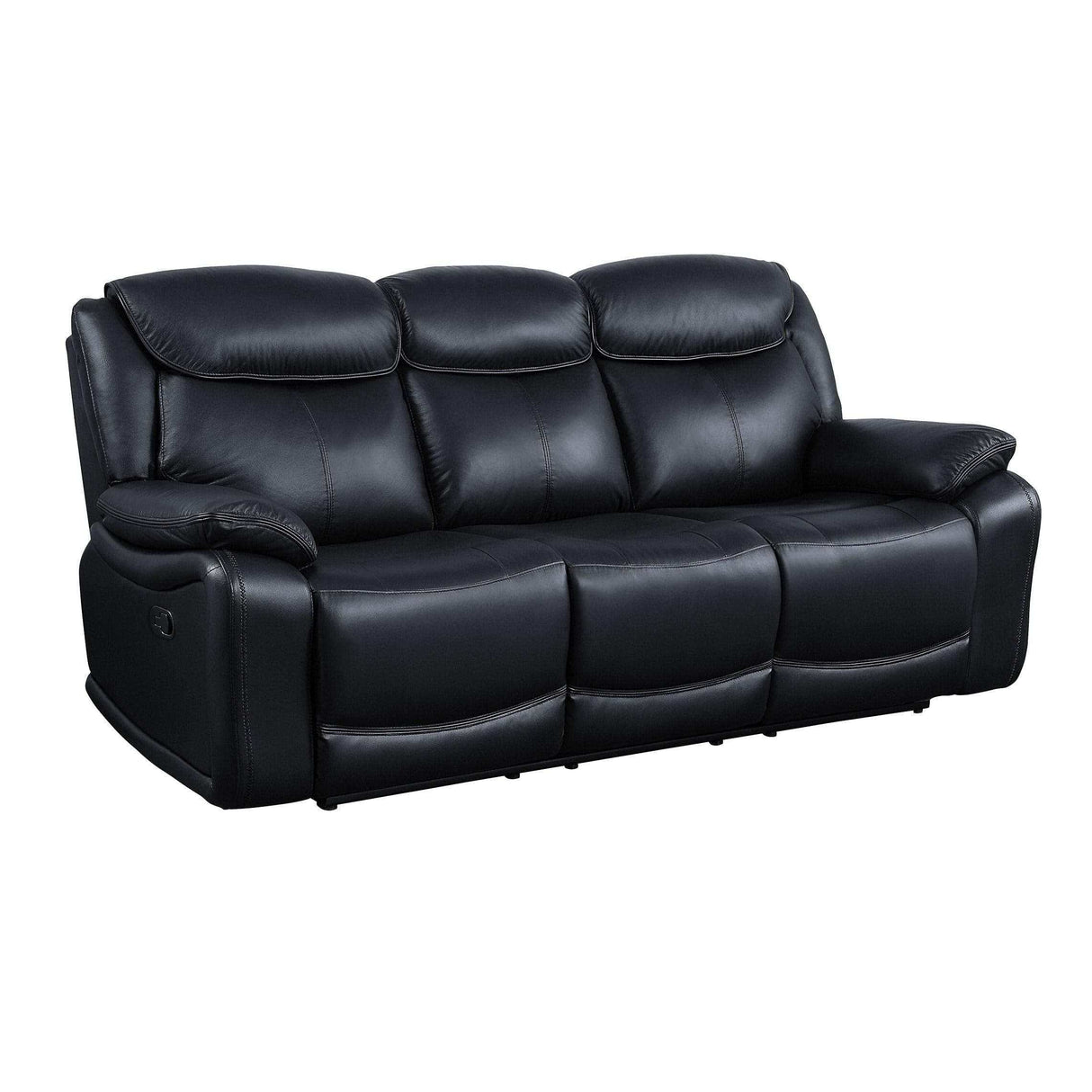 Ralorel Black Top Grain Leather Motion Recliner Sofa - Ornate Home