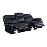 Ralorel Black Top Grain Leather Motion Recliner Sofa - Ornate Home