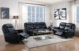 Ralorel Black Top Grain Leather Motion Recliner Sofa - Ornate Home