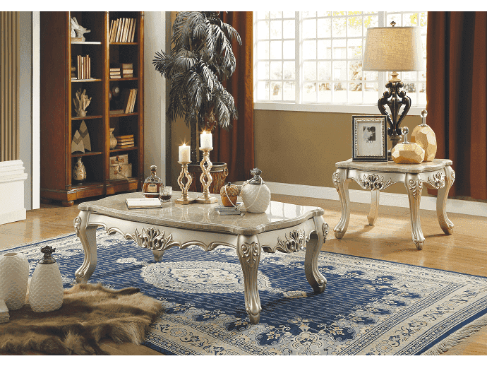 Ranita Marble & Champagne Coffee Table - Ornate Home