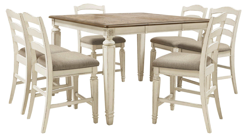 Realyn Counter Height Square Dining Table w/ 6 Bar Stools * 7pc Set - Ornate Home