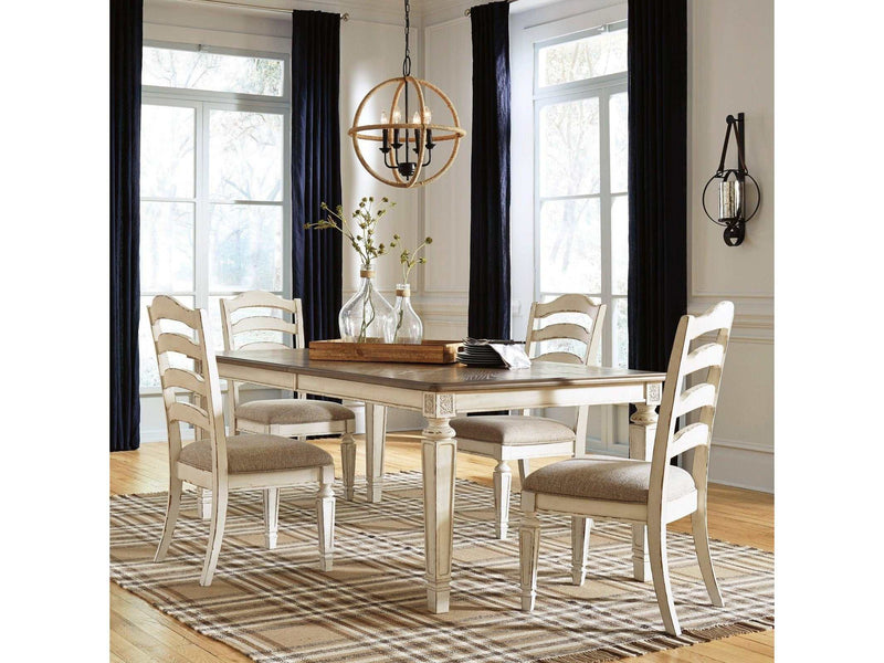 Realyn Rectangular Dining Table w/ 4 Ladderback Chairs * 5pc Set - Ornate Home