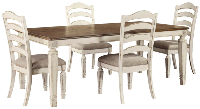 Realyn Rectangular Dining Table w/ 4 Ladderback Chairs * 5pc Set - Ornate Home