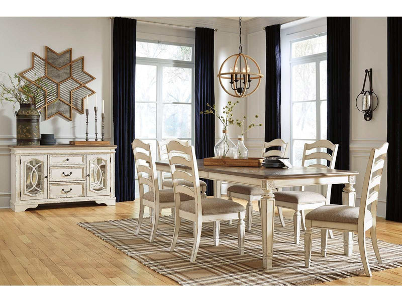 Realyn Chipped White Dining Room Set / 7pc - Ornate Home