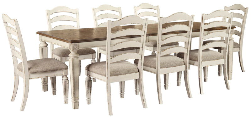 Realyn Chipped White Dining Room Set / 9pc - Ornate Home