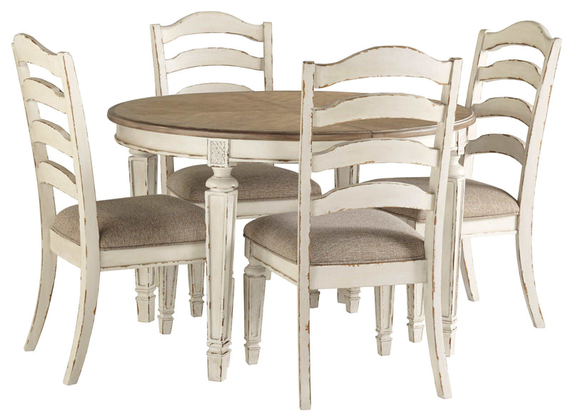 Realyn Round/Oval Dining Table w/ 4 Ladderback Chairs * 5pc Set - Ornate Home