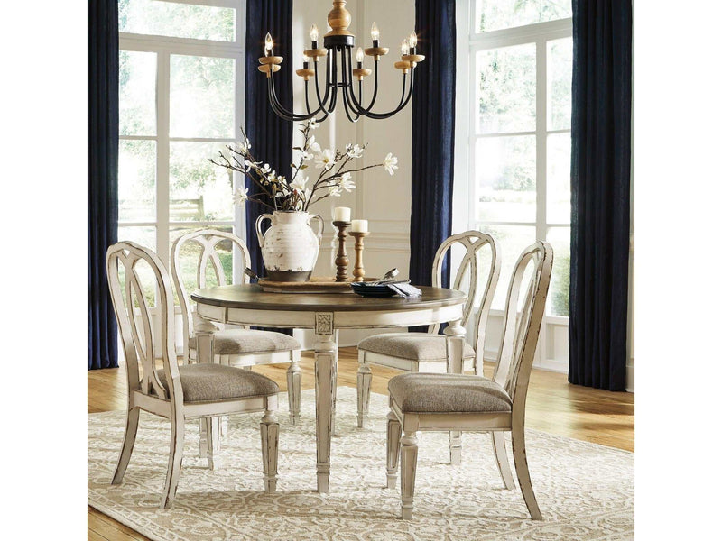 Realyn Round/Oval Dining Table w/ 4 Ribbon-back Chairs * 5pc Set - Ornate Home