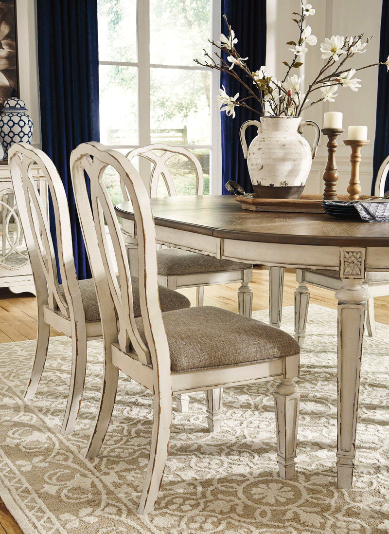 Realyn Chipped White Oval Dining Room Set / 7pc - Ornate Home