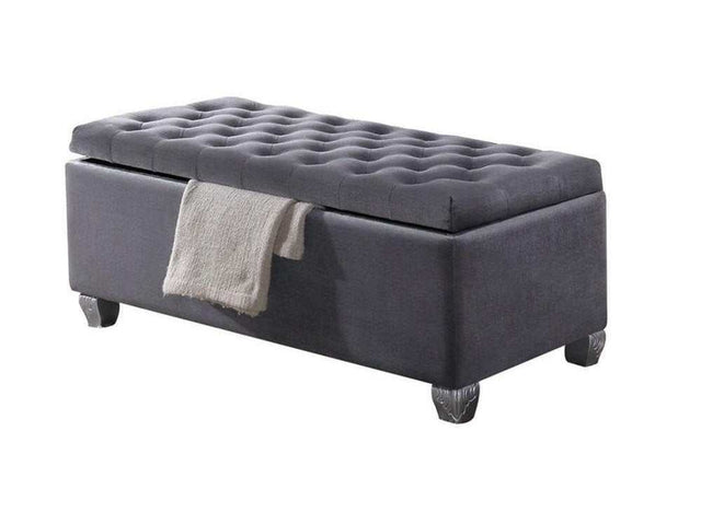 Rebekah Gray Velvet Storage Bench - Ornate Home