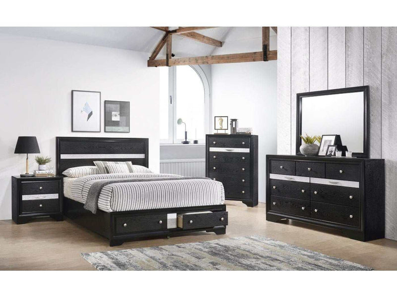 Regata Black Storage Platform Bedroom Sets - Ornate Home