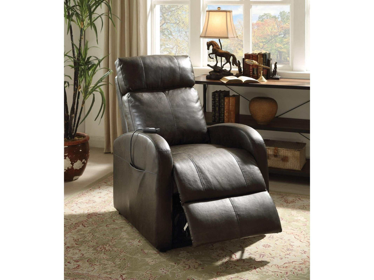 Ricardo Dark Gray PU Recliner w/Power Lift - Ornate Home