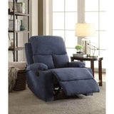 Rosia Blue Velvet Manual Recliner - Ornate Home