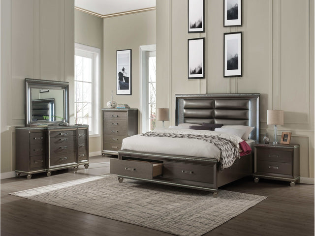 Sadie PU & Dark Champagne Eastern King Bed - Ornate Home