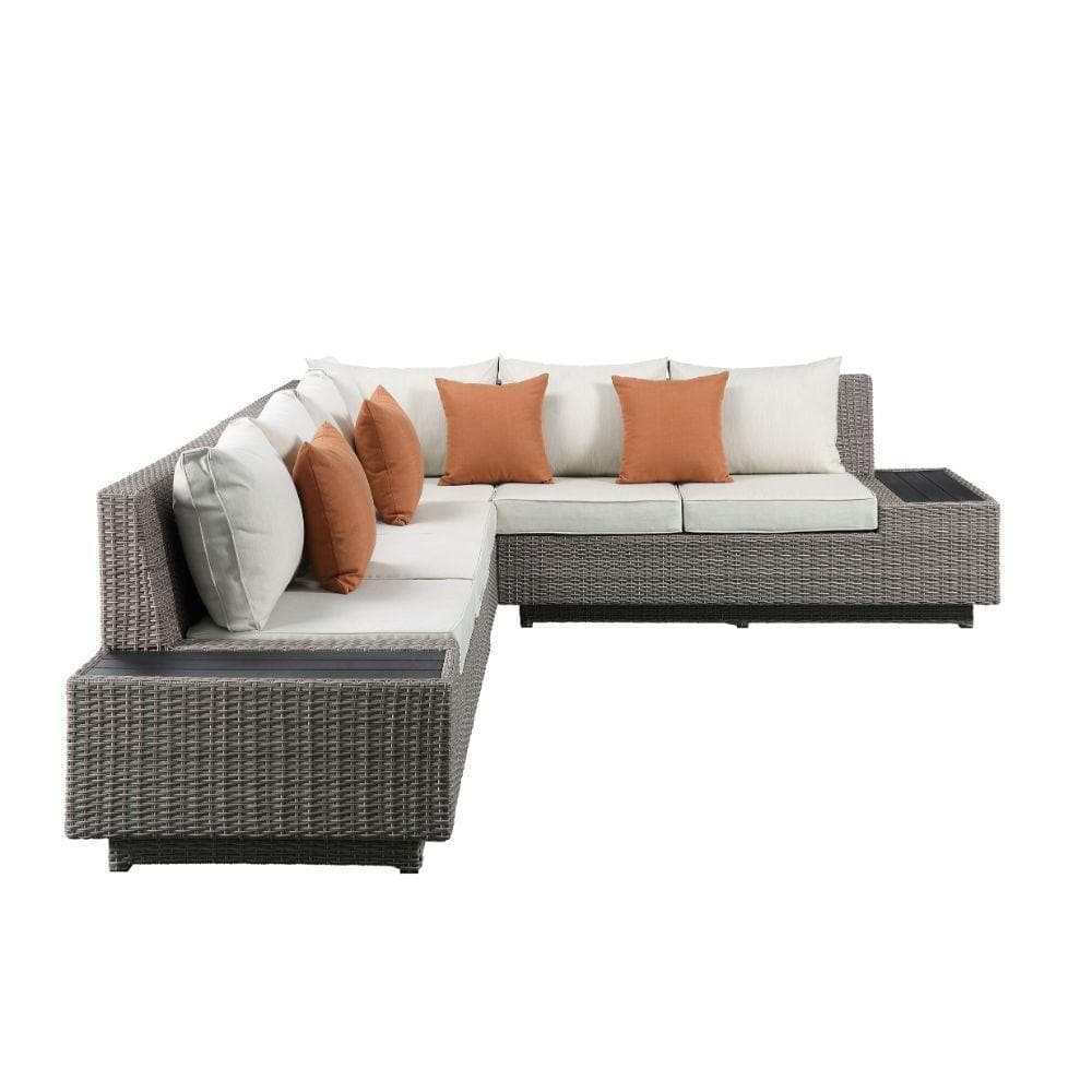 Salena Beige & Gray Patio Sectional w/ Cocktail Table / 5pc Set - Ornate Home