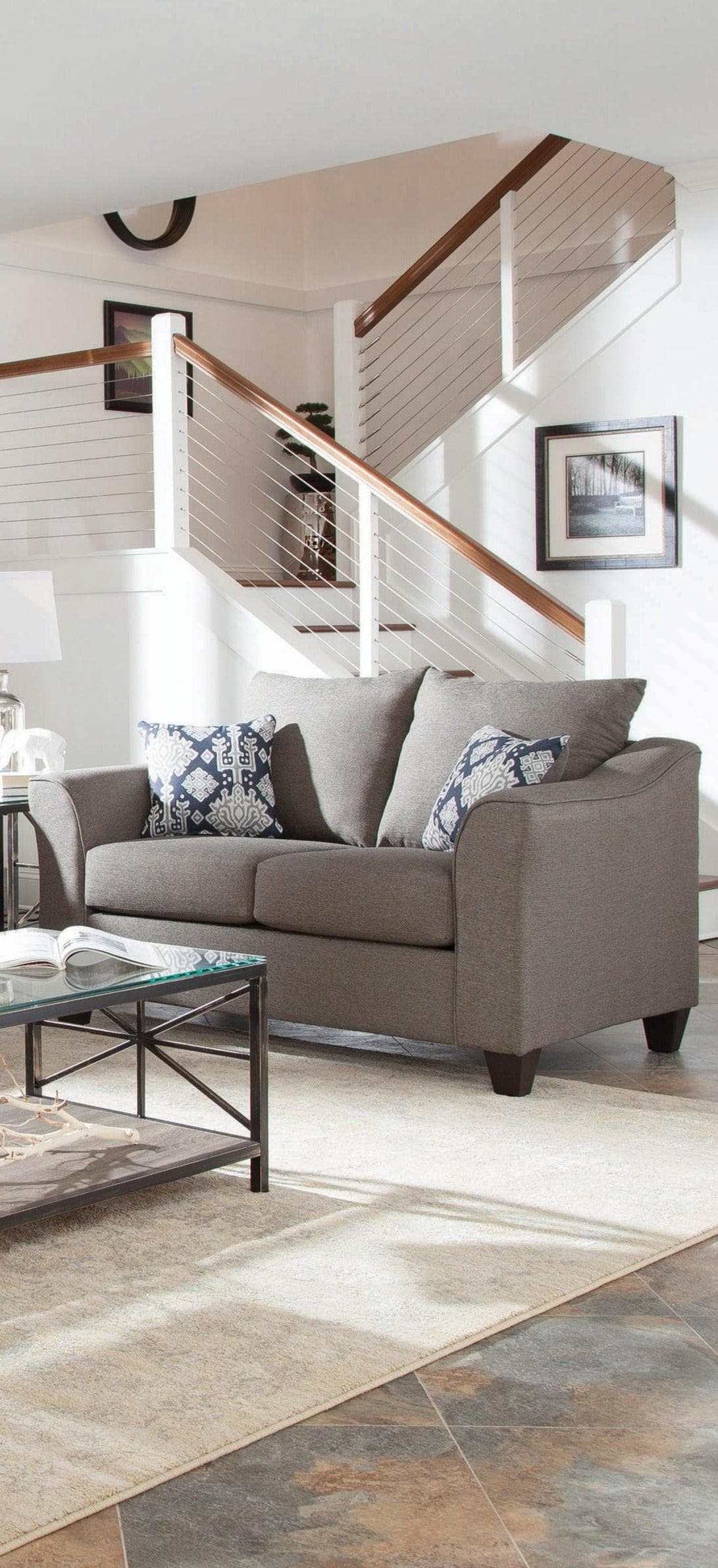 Salizar Grey Stationary Loveseat - Ornate Home