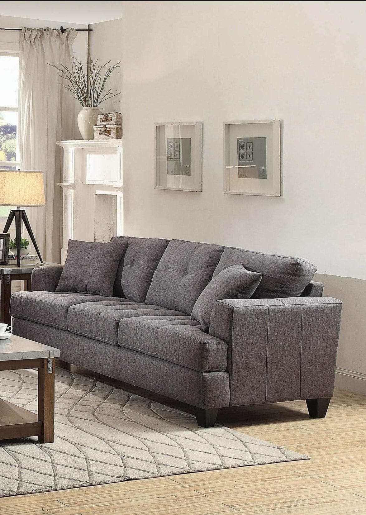 Samuel Charcoal Stationary Loveseat - Ornate Home