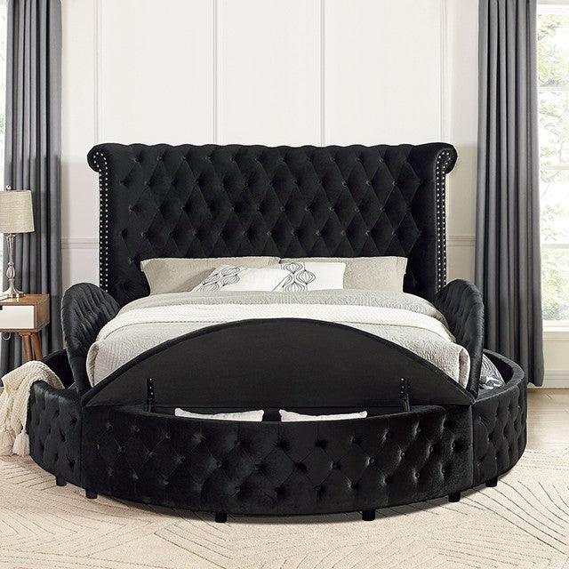 Sansom Black Eastern King Storage Bed - Ornate Home