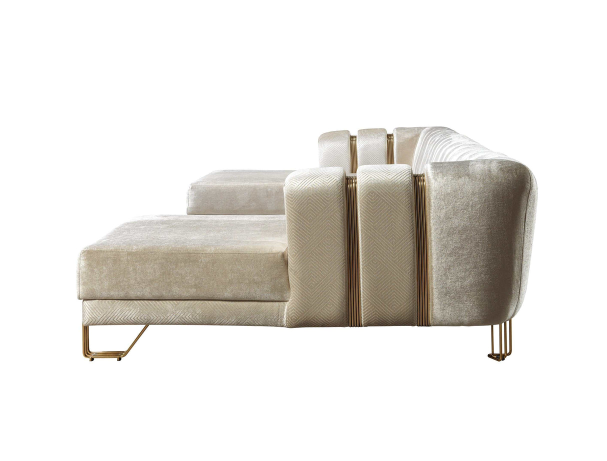 Santana Ivory Velvet Double Chaise Sectional - Ornate Home