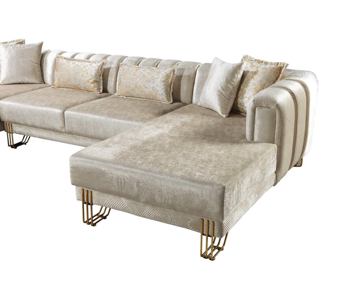 Santana Ivory Velvet Double Chaise Sectional - Ornate Home