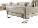 Santana Ivory Velvet Double Chaise Sectional - Ornate Home