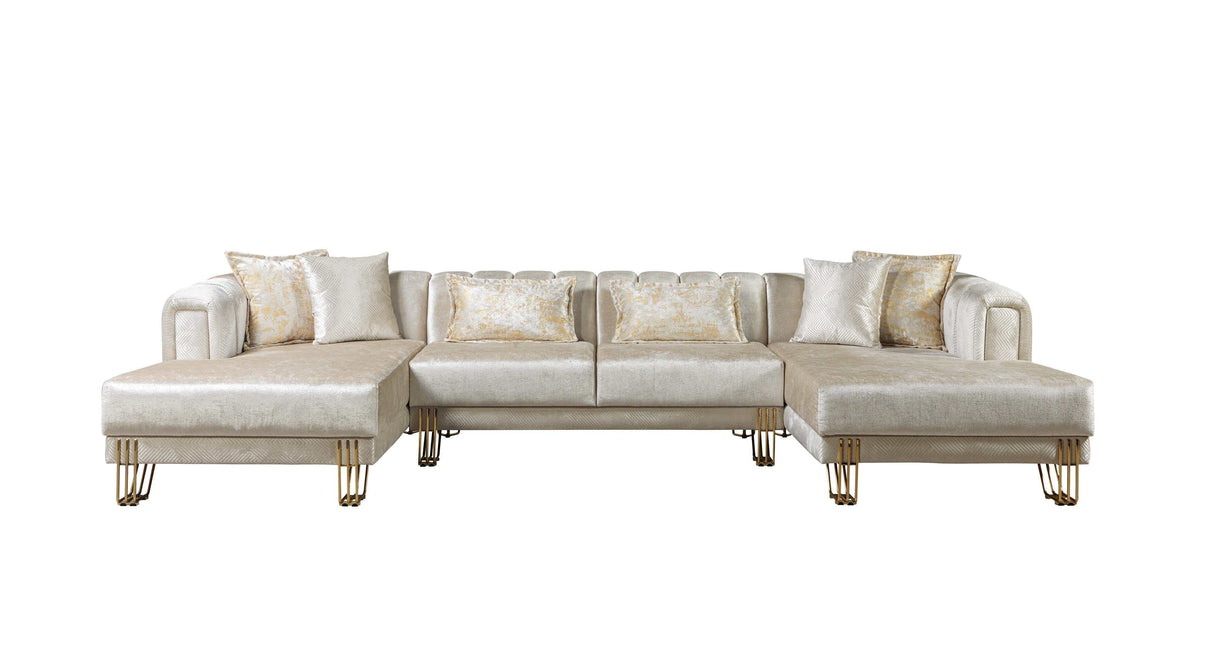 Santana Ivory Velvet Double Chaise Sectional - Ornate Home