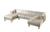 Santana Ivory Velvet Double Chaise Sectional - Ornate Home