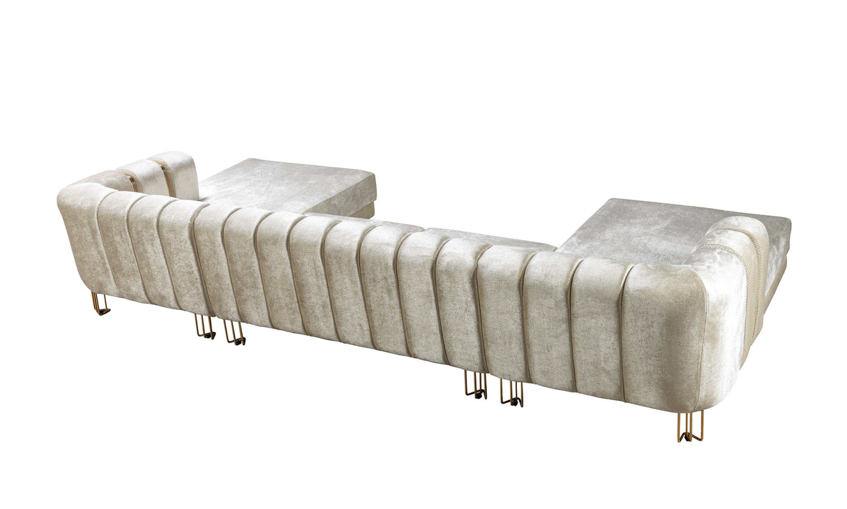 Santana Ivory Velvet Double Chaise Sectional - Ornate Home