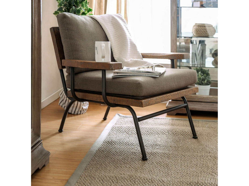 Santiago Light Brown & Dark Oak Accent Chair - Ornate Home