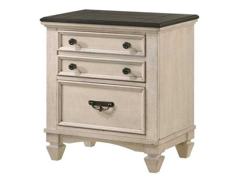 Sawyer Antique White/Brown Nightstand - Ornate Home