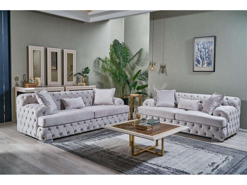 Shannon White Velvet Living Room Set - Ornate Home