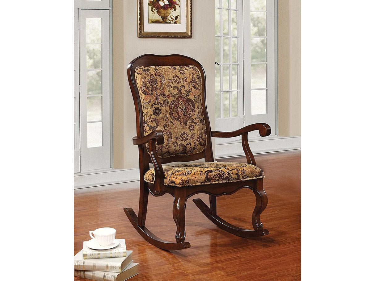 Sharan Fabric & Cherry Rocking Chair - Ornate Home