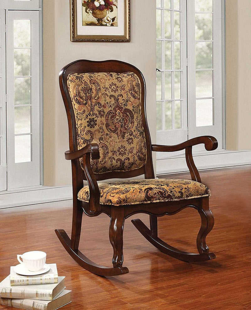 Sharan Fabric & Cherry Rocking Chair - Ornate Home