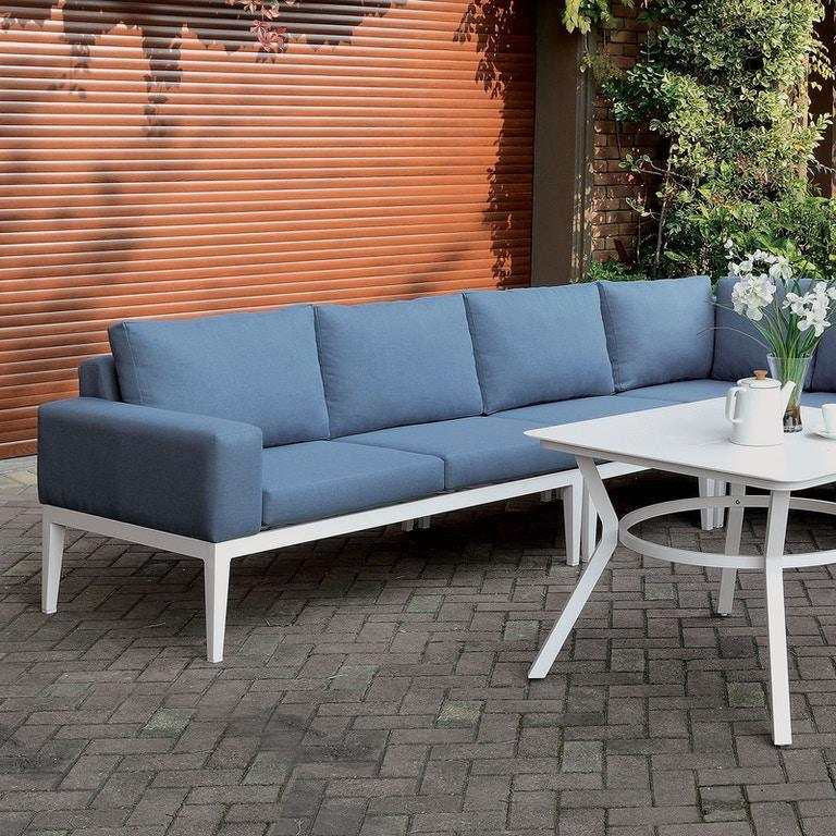 Sharon - Blue & White - Outdoor L Shape Sectional Sofa - Ornate Home