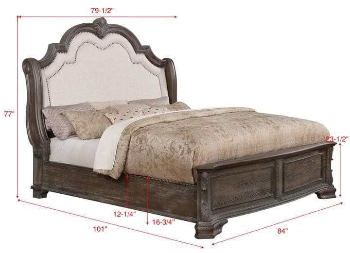 Sheffield Antique Gray King Panel Bed - Ornate Home