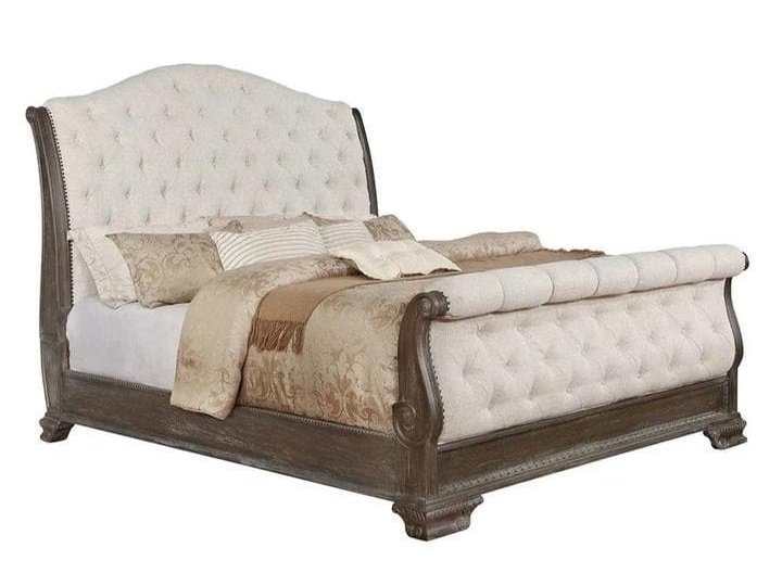Sheffield Antique Gray King Sleigh Bed - Ornate Home