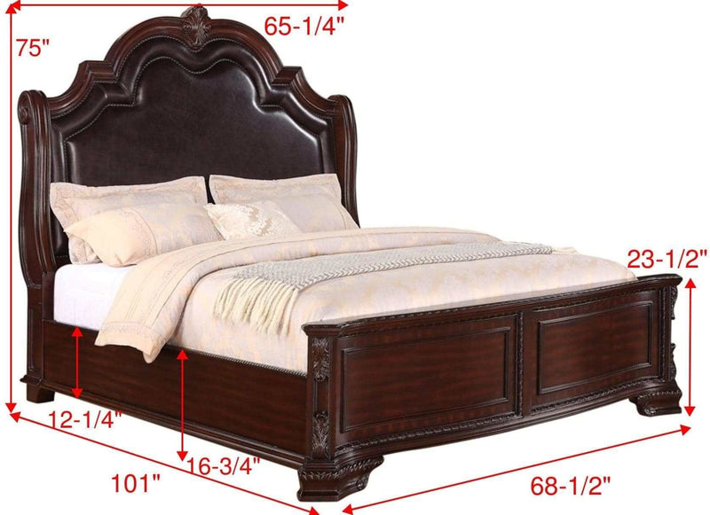Sheffield Dark Cherry Queen Panel Bed - Ornate Home