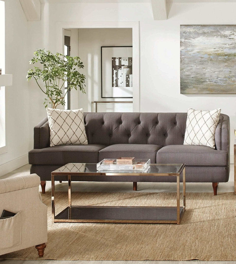 Shelby Grey & Brown Stationary Sofa - Ornate Home