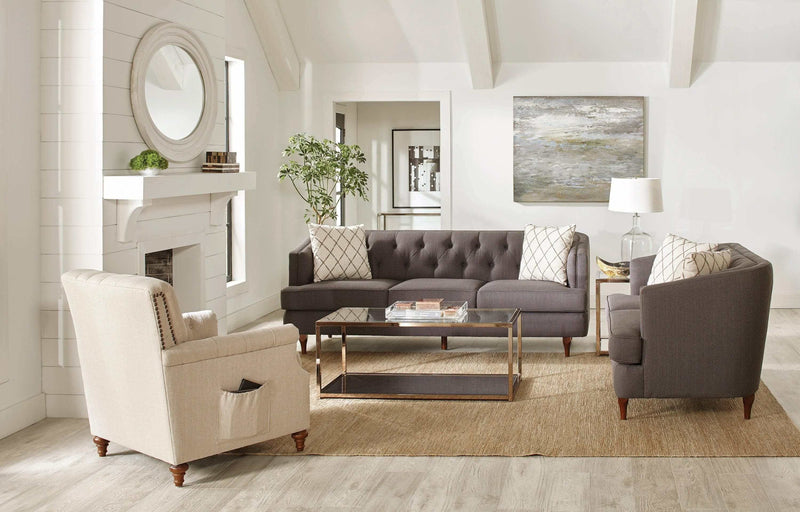 Shelby Grey & Brown Stationary Sofa - Ornate Home