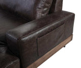 Silchester Distress Chocolate Top Grain Leather & Oak Finish Sofa - Ornate Home