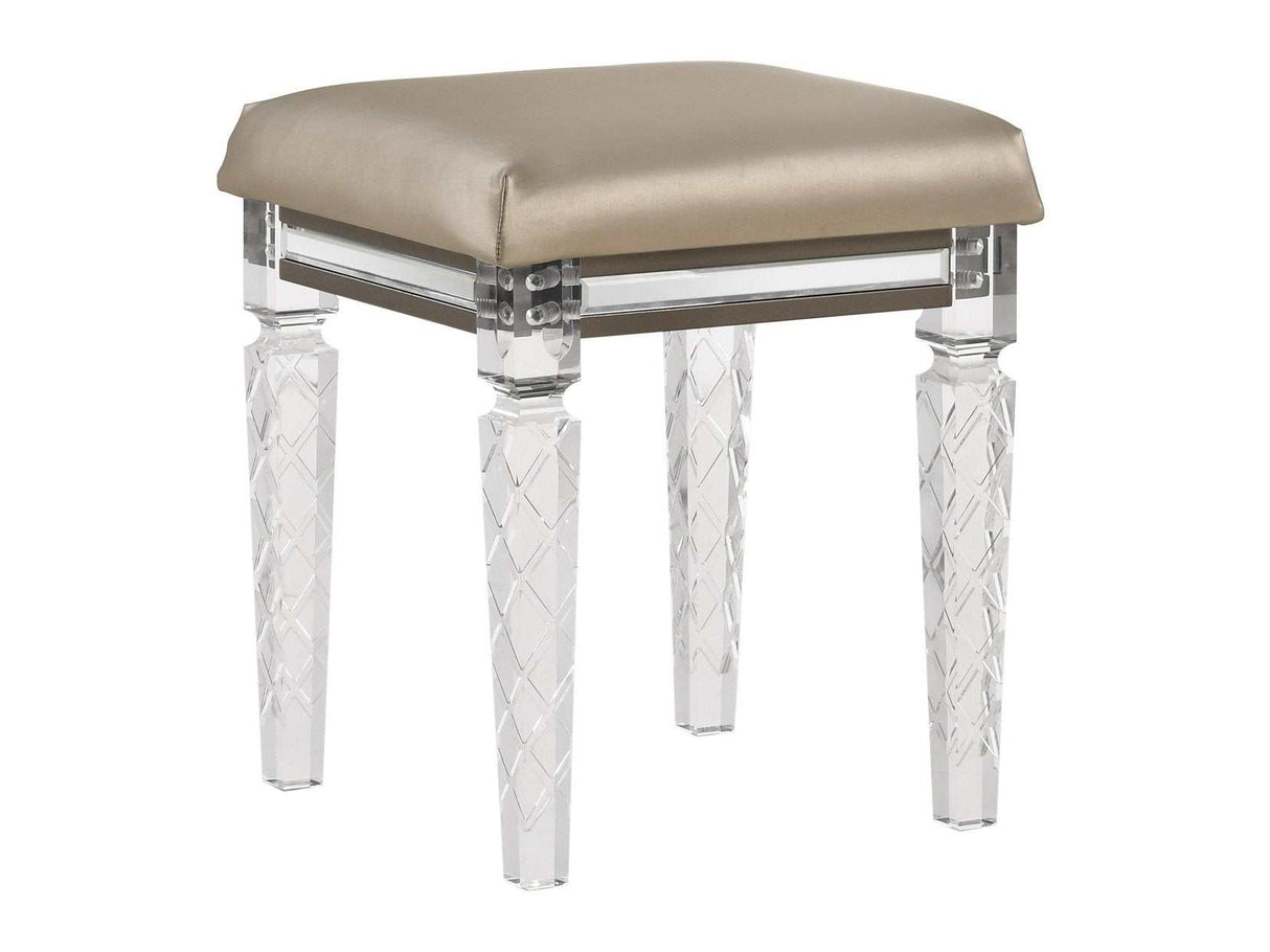 Skylar PU & Dark Champagne Vanity Stool - Ornate Home