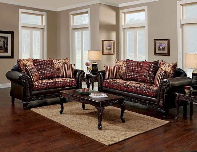 Ellis Burgundy/Brown/Dark Cherry Sofa - Ornate Home