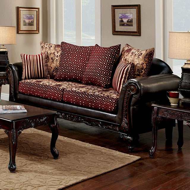 Ellis Burgundy/Brown/Dark Cherry Sofa - Ornate Home