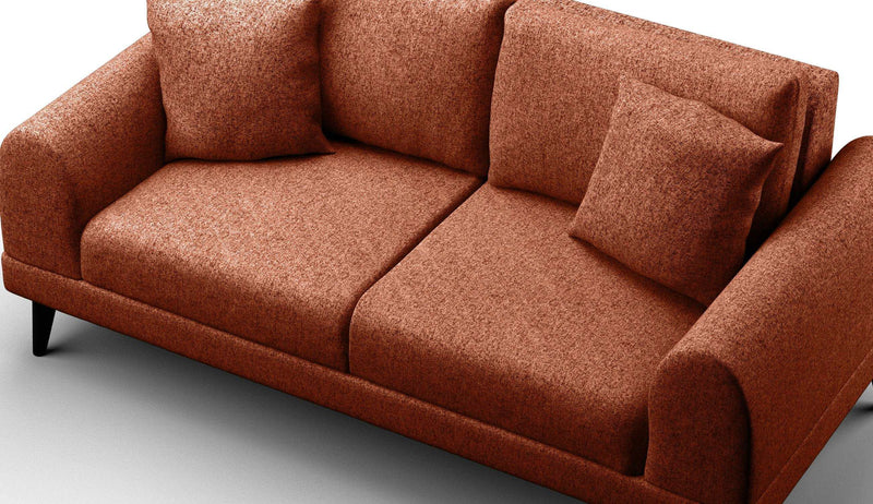 Pyramid Reddish Brown Sofa & Loveseat 2pc Set - Ornate Home